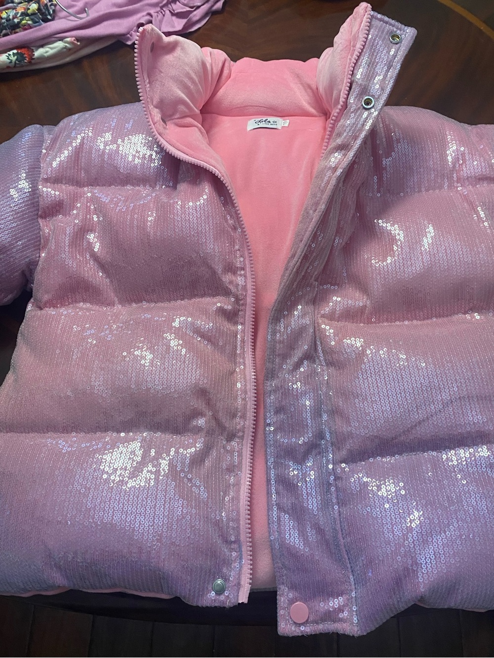 Lola + The Boys Cotton Candy Shimmer Puffer NWOT